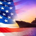 Navy Plans Unveiled: Future Recruitment Targets and Their Secret Tactics American flag overlaying warship at sunset.