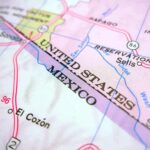 Map showing United States and Mexico border area