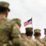 Military saluting flag