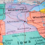 Map highlighting Minnesota, North Dakota, South Dakota, Wisconsin.