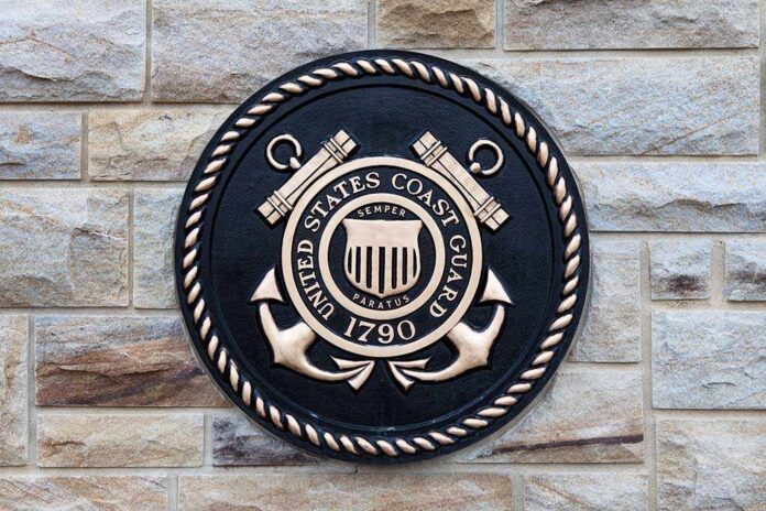 195060344 featured image United States Coast Guard emblem on stone wall.
