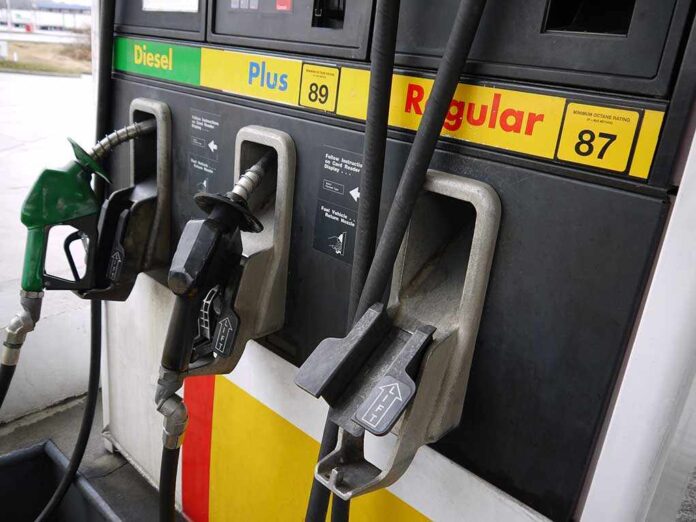 70780636 featured image Gas station pumps for diesel, plus, and regular fuel.