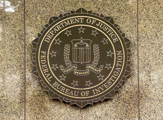 1119026639 FBI seal on a marble wall