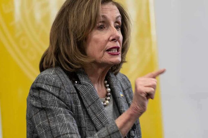 A female politician passionately speaking with an expressive gesture