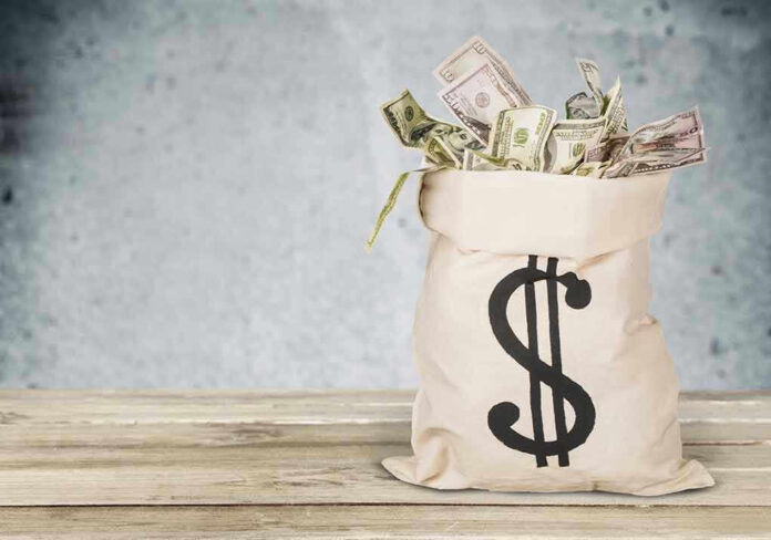 Bag of money with dollar sign.