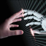 Robot Takeover Accelerates — Terrifying Musk Timeline Human and robotic hands almost touching fingers.