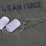 Close-up of a U.S. Air Force uniform with dog tags