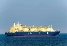 100 EMPTY Tankers Racing to America LNG tanker ship sailing on open sea.