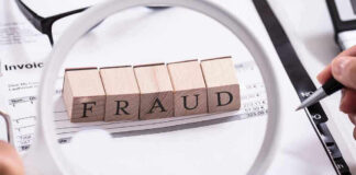 Trump’s DOJ to AXE Fraud Charges? Fraud blocks under magnifying glass on invoices.