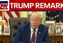 Trump delivers remarks in the Oval Office