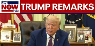 Trump delivers remarks in the Oval Office