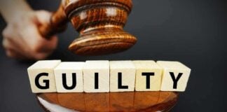 She Shared Location — It Saved Everything A gavel above wooden blocks spelling 'GUILTY'