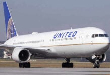 United Airlines plane on the runway.