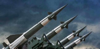 Saudi Coalition Reports New Houthi Missile Intercept Four rockets pointed towards the sky.