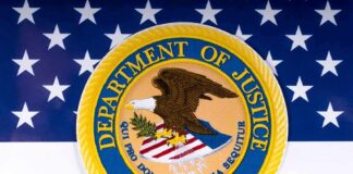 Newsom’s Donor-Funded Travel Under Scrutiny Department of Justice seal on American flag background