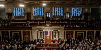 Showdown: Voter ID Fight Escalates in Senate U.S. House chamber with lawmakers gathered before a session