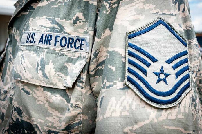 shutterstock_141783304 U.S. Air Force uniform with rank chevron patch