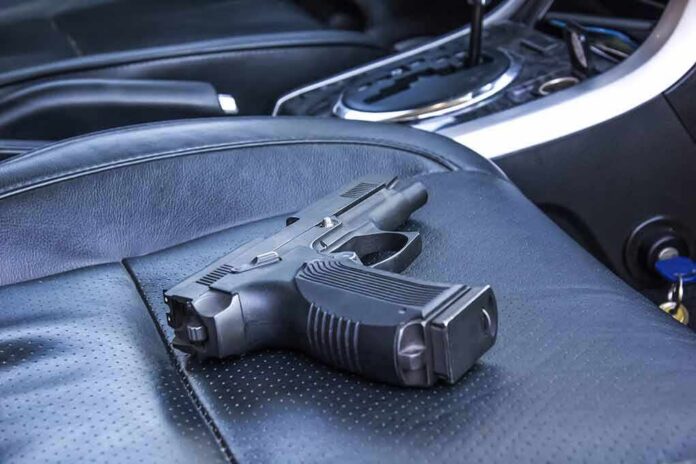 Handgun on a car seat