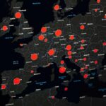 New Figures Show France’s Heatwave Took a Far Greater Toll Map of Europe with red data circles highlighting cities