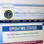 Webpage showing government agency site with operating status notice
