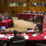 Patrick Leahy and Samuel Alito at a Senate hearing with committee and press present