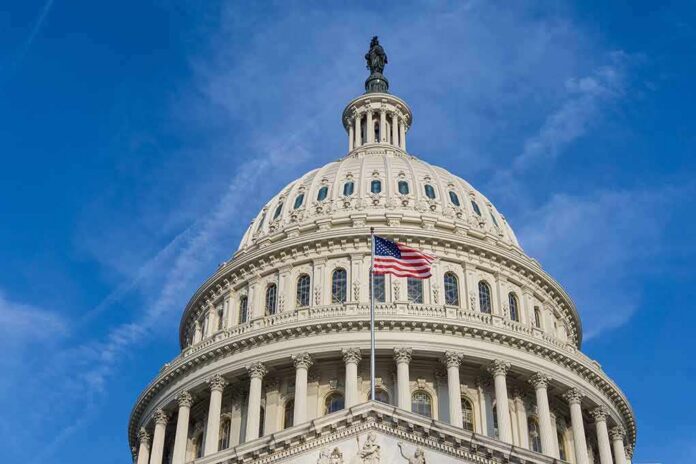 United States Capitol dome with American flag