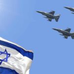 Iran Strikes Shake Global Markets Israeli flag with three fighter jets flying overhead
