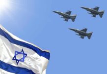Iran Strikes Shake Global Markets Israeli flag with three fighter jets flying overhead