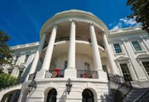 Trump and Xi Share a White House Tour Moment The White House south portico with columns and balcony